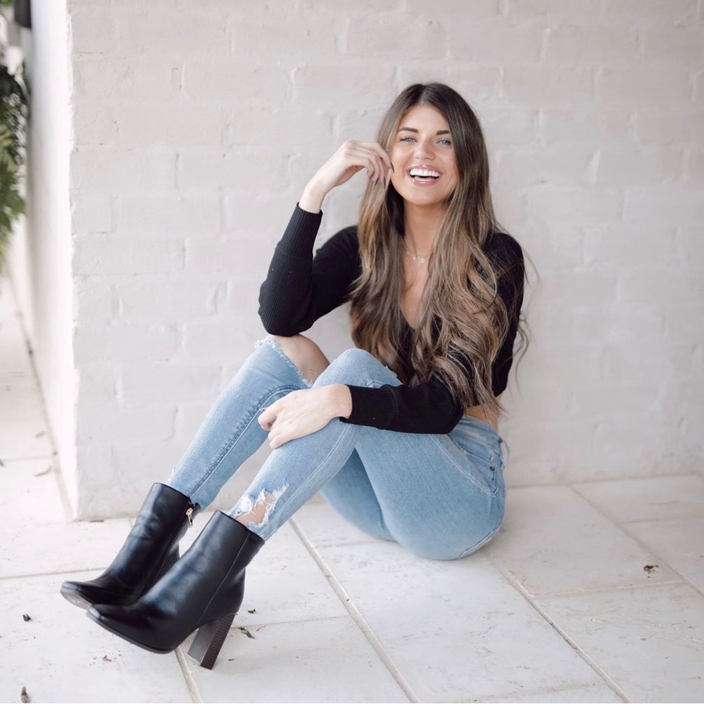 Heeled black booties